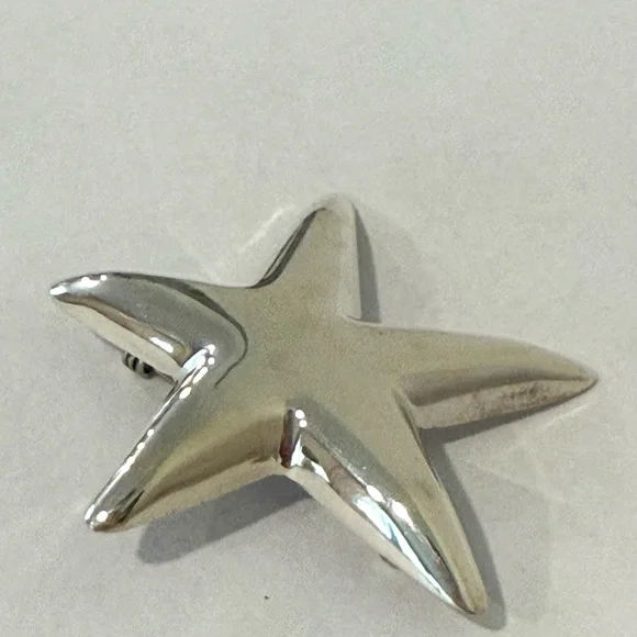 Vintage 925 Sterling Silver Star Starfish Brooch Jewelry Women’s Puffy - Picture 5 of 10